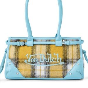 Von Dutch Lane Blue and Yellow Plaid Shoulder Bag